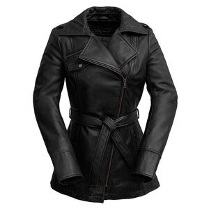 Whet Blu Leather Belted Jacket for Women. Black.